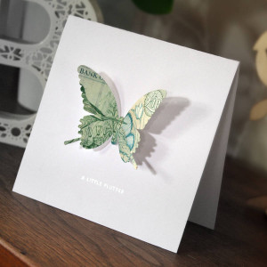 butterfly card using out of circulation bank notes