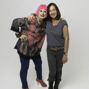 Zandra Rhodes and Caroline True at the shoot