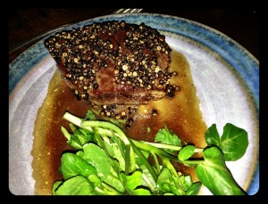 peppered venison steak at Newman Street Tavern