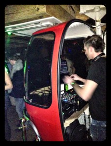 the DJ in the gondola