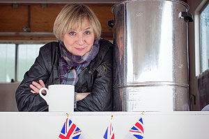 Victoria Wood with her cuppa