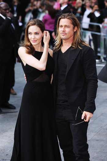 Angelina Jolie accompanies "World War Z" star Brad Pitt at the film's London premiere Sunday