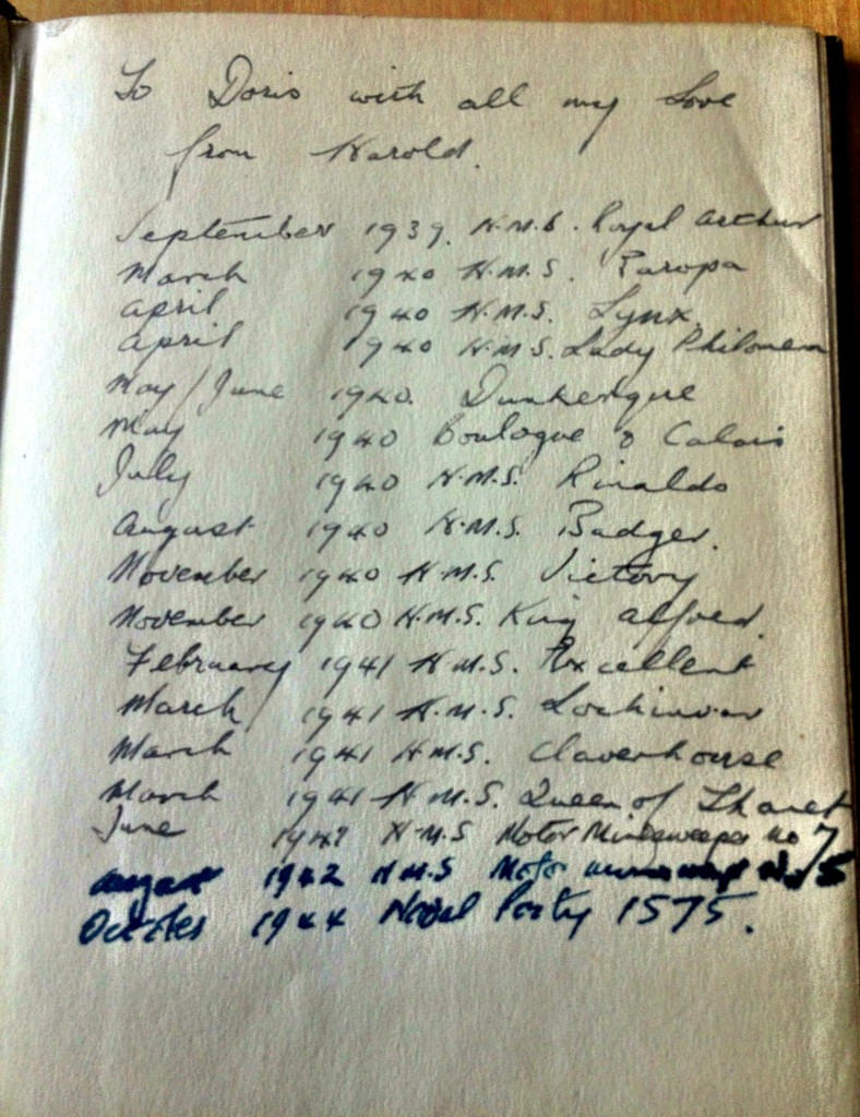 the list of my grandfather's ships during the war