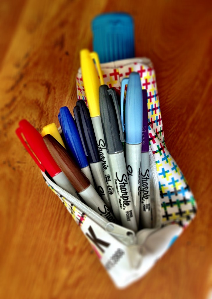 pen by Sharpie (pencil case by Tiger)