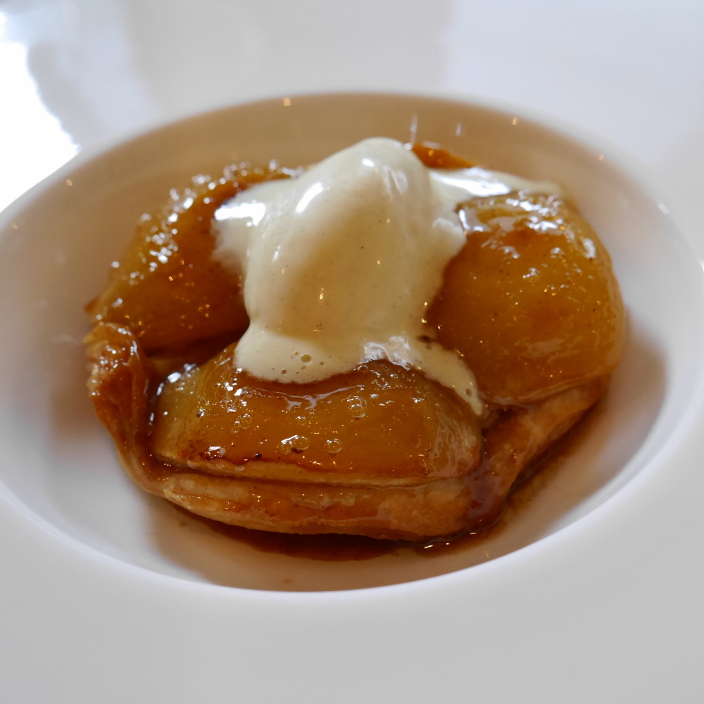 William pear tarte tatin with vanilla icecream