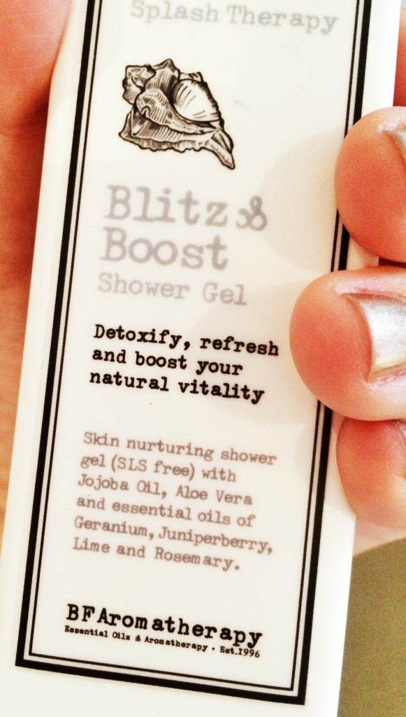 a shower with BF Aromatherapy’s Blitz & Boost Shower Gel