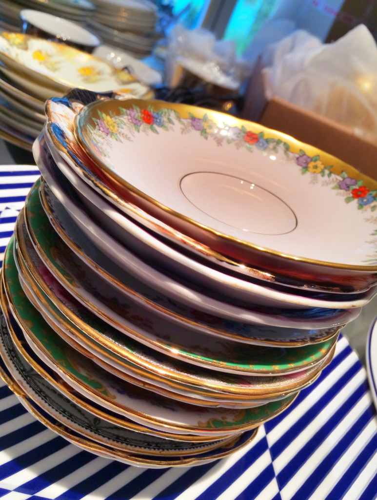 mismatched vintage saucers 