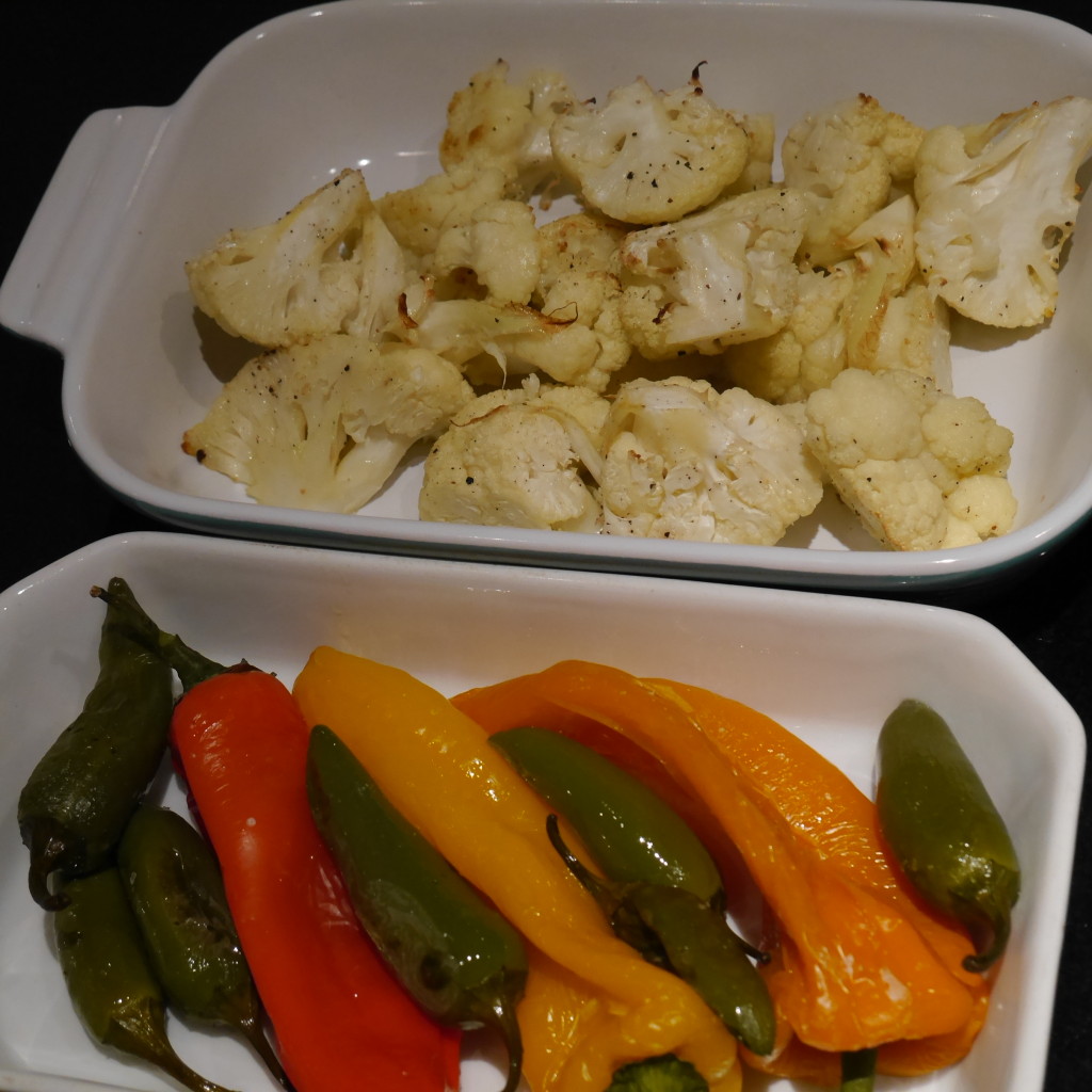 roast cauliflower, peppers and chilli