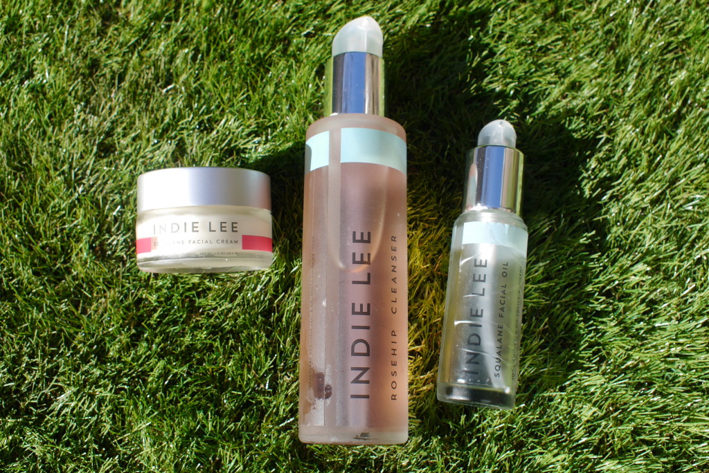 Squalane Facial Cream (£44),  Indie Lee Rosehip Cleanser (£21) and Squalane Face Oil