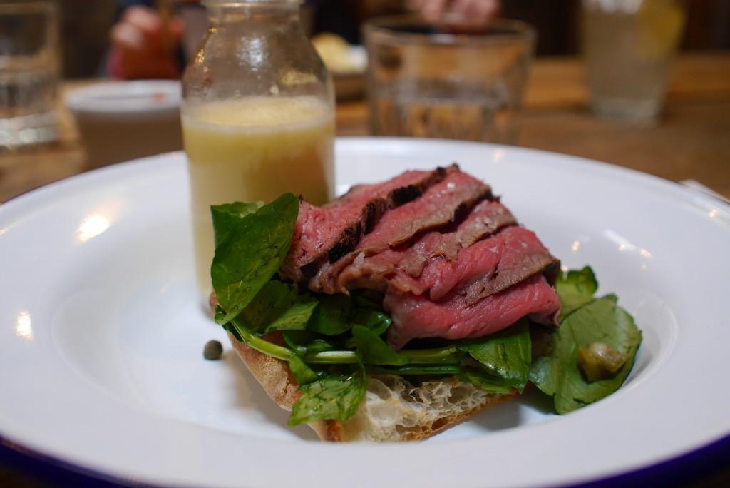 my roast beef on toast with warm horseradish buttermilk at Barnyard