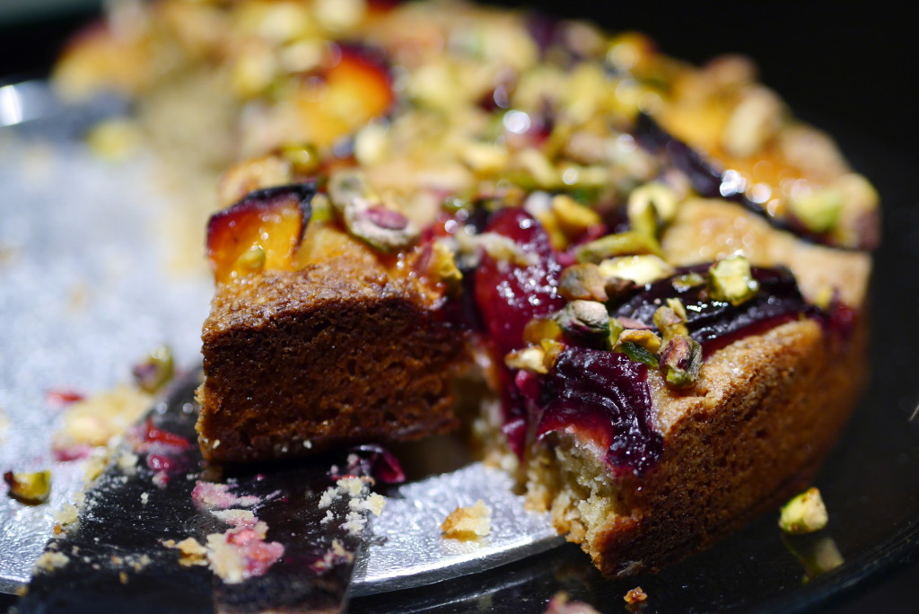 plum and pistachio cake from Honey & Co