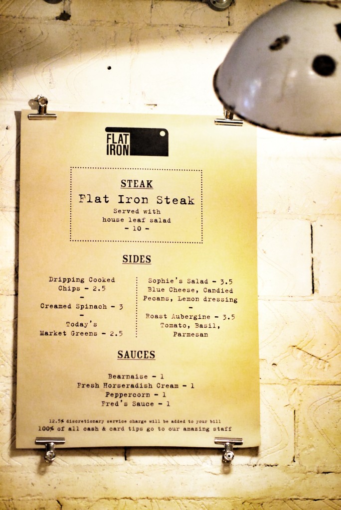 Flat Iron menu