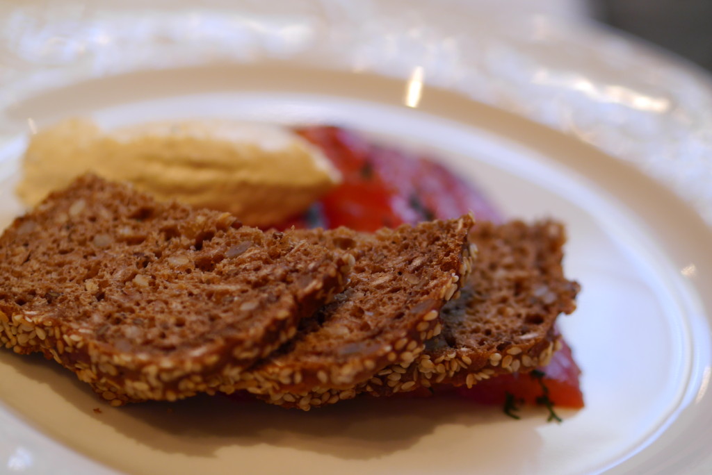 beetroot cured salmon with nordic bread