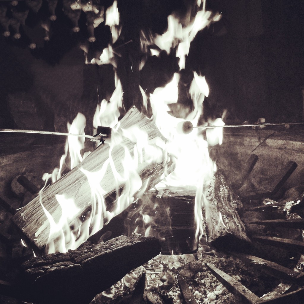 making s'mores by the campfire