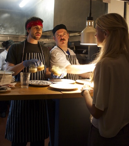 Jacinta Maddison - the other founder… talking to the chefs at Bobo Social