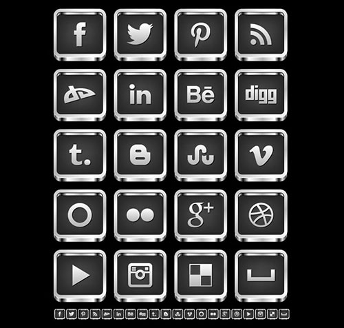 Free-3D-Silver-Black-Social-Media-Icons